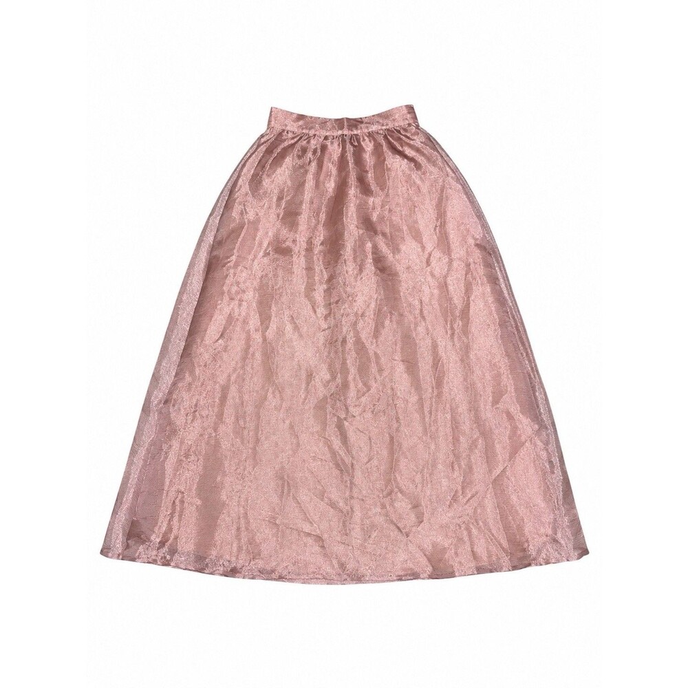 NWT LUCCA Rose Gold Metallic Crinkle Maxi Skirt Size S